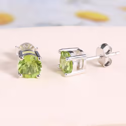 Simple Gemstone Earring Round 6mm Natural Topaz Peridot Garnet 925 Sterling Silver Fine Jewelry Gift Bolaijewelry - blue, s