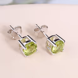 Simple Gemstone Earring Round 6mm Natural Topaz Peridot Garnet 925 Sterling Silver Fine Jewelry Gift Bolaijewelry - blue, s