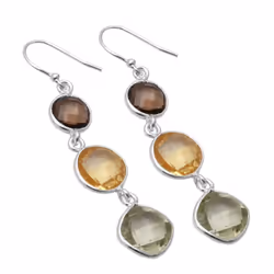Green Amethyst, Smoky Quartz Gemstone Earrings Solid 925 Sterling Silver Handmade Earrings Jewelry Gift For Women And Girls E ...