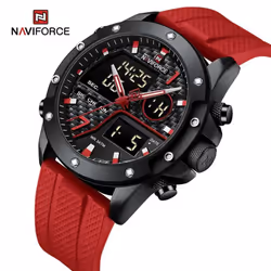Naviforce Watches For Men Sports Digital Waterproof Multifunction Luminous Wristwatch 9221 - red, 260mm