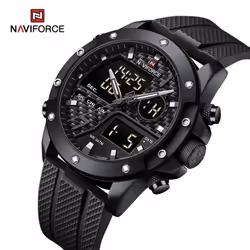 Naviforce Watches For Men Sports Digital Waterproof Multifunction Luminous Wristwatch 9221 - black, 260mm