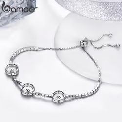 Bamoer New Arrival Genuine Sterling Silver Luxury Round Blue Eyes Clear Cubic Zircon Crystal