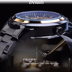 Forsining Men Skeleton Automatic Mechanical Watch Skeleton Vintage Man Watch Top Brand Luxury Waistwatch - rose gold