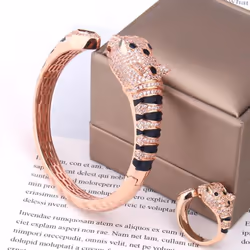 Zlxgirl Jewelry Jet Cubic Zircon Leopard Animal Bridal Bangle Jewelry Europe Design Copper Bracelet Women's Size Bracele ...