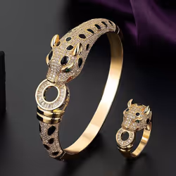 Zlxgirl Jewelry Jet Cubic Zircon Leopard Animal Bridal Bangle Jewelry Europe Design Copper Bracelet Women's Size Bracele ...