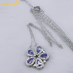Sace Gems Pendant For Women 925 Sterling Silver 3*5mm Tanzanite Pendant Necklace Wedding Party Fine Jewelry Gifts - blue