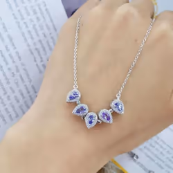Sace Gems Pendant For Women 925 Sterling Silver 3*5mm Tanzanite Pendant Necklace Wedding Party Fine Jewelry Gifts - blue