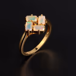 Classic Argyle Shape Design Natural Opel Gemstone Ring Gorgeous Fashion Women Anniversary & Engagement & Banquet Gift - white, US RING SIZE:6#