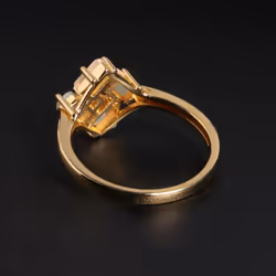 Classic Argyle Shape Design Natural Opel Gemstone Ring Gorgeous Fashion Women Anniversary & Engagement & Banquet Gift - yellow, US RING SIZE:7#