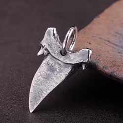 Real Silver Vintage Shark Tooth Necklace Pendant Man S925 Sterling Silver Chain Pendant Jewelry Gift