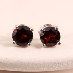 Simple Gemstone Earring Round 6mm Natural Topaz Peridot Garnet 925 Sterling Silver Fine Jewelry Gift Bolaijewelry - green, s