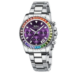 Biden Women&apos;s Fashionable Diamond Business Multifunctional Quartz Waterproof Watch - purple
