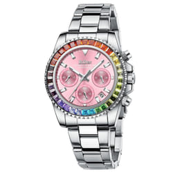 Biden Women&apos;s Fashionable Diamond Business Multifunctional Quartz Waterproof Watch - pink