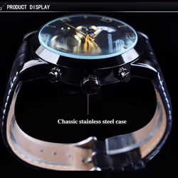 Forsining Men&apos;s Luxury Tourbillon Automatic Mechanical Watch Wave Designdate Display Luminous Hands Water Resistant Fashionable Wrist Watc - gold