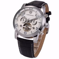 Forsining Men&apos;s Luxury Tourbillon Automatic Mechanical Watch Wave Designdate Display Luminous Hands Water Resistant Fash ...
