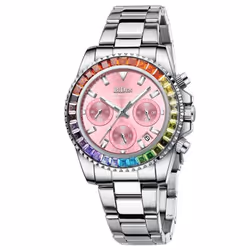 Biden Women&apos;s Fashionable Diamond Business Multifunctional Quartz Waterproof Watch - rose