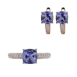 925 Sterling Silver Jewelry Sets For Women Tanzanite Gemstone Earrings Trend Halloween Luxury Fine Jewelry Rose Gold - as the picture, 6