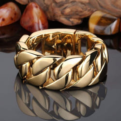 31mm 316l Stainless Steel Curb Cuban Bracelet Huge Heavy Link Chain Jewelry Mens Boys Bike Bracelet - gold, 22 cm