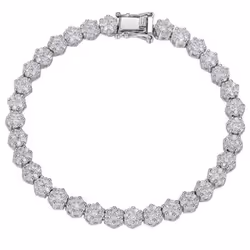 925 Sterling Silver Created Moissanite Gemstone Bracelet For Women Bangle Fine Jewelry Gift - white, 18cm