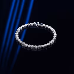 925 Sterling Silver Created Moissanite Gemstone Bracelet For Women Bangle Fine Jewelry Gift - white, 18cm