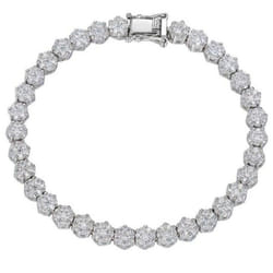 925 Sterling Silver Created Moissanite Gemstone Bracelet For Women Bangle Fine Jewelry Gift - white, 16cm