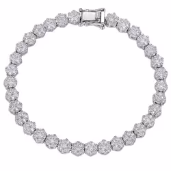 925 Sterling Silver Created Moissanite Gemstone Bracelet For Women Bangle Fine Jewelry Gift - white, 15cm