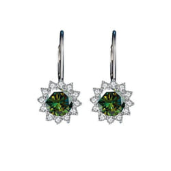 Bague Ringen Sterling Silver 925 Earrings For Women 1 Carat Vvs Moissanite Wedding Luxury Jewelry Classic Sunflower Drop-earrings - dark green, 1ct*2