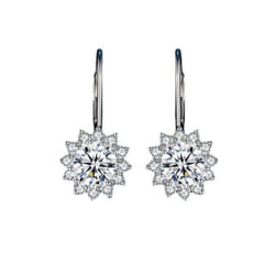 Bague Ringen Sterling Silver 925 Earrings For Women 1 Carat Vvs Moissanite Wedding Luxury Jewelry Classic Sunflower Drop-earrings - white, 1ct*2