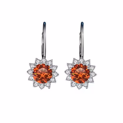 Bague Ringen Sterling Silver 925 Earrings For Women 1 Carat Vvs Moissanite Wedding Luxury Jewelry Classic Sunflower Drop-earrings - white, 1ct*2