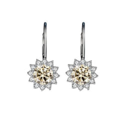 Bague Ringen Sterling Silver 925 Earrings For Women 1 Carat Vvs Moissanite Wedding Luxury Jewelry Classic Sunflower Drop-earring - light yellow, 1ct*2