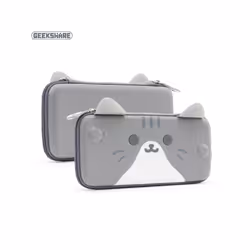 Switch Accessories Bags For GeekShare Cute Cats Ears Portable Hard Storage Bag For Switch OLED Gray 3D Ears Travel Carrying - ...
