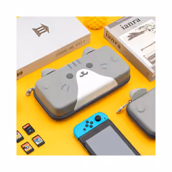 Switch Accessories Bags For GeekShare Cute Cats Ears Portable Hard Storage Bag For Switch OLED Gray 3D Ears Travel Carrying - Cat Gray