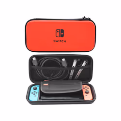 For Nintendo Switch Storage Bag Luxury Waterproof Mesh Pocket Case for Nitendo Nintendo Switch NS Console Joycon Game Accessory - Brick Red