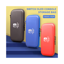 NS OLED Console Hard Shell PU Waterproof Carry Bag Accessories Storage Pouch Case With Hand Strap For Nintendo Switch OLED - Red