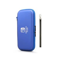 NS OLED Console Hard Shell PU Waterproof Carry Bag Accessories Storage Pouch Case With Hand Strap For Nintendo Switch OLED - Blue