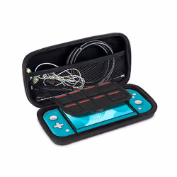 Portable NS Mini Hard EVA Carrying Case Shockproof PU Cover Storage Bag Compatible Nintnedo Switch Lite Game Console Accessories - Black