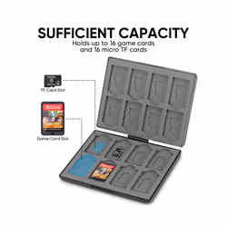 For Nintend Switch Accessories Portable Game Cards Case 16 in 1 Shockproof Hard Shell Cover Storage Box For Nintendo Switch - Black