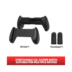 For Nintend Switch Hand Grip Replaceable Protective Stand Holder Switch Oled Case Handheld Bracket Telescopic Handle Shell - black 2cap