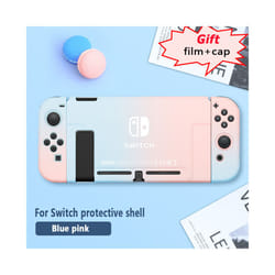 For Nintendo Switch Protective Case Film Rocker Cap Handle Case NS Accessories For Switch Base Hard Case Skin-friendly Gradient - A BluePink