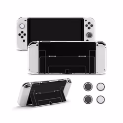 Protective Case Bundle with 4pcs Grip Caps For Nintendo Switch OLED, For Switch NS Cover,Switc Game Accessories - Transparent ...
