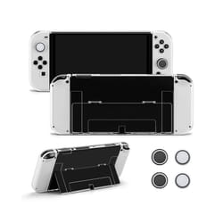 Protective Case Bundle with 4pcs Grip Caps For Nintendo Switch OLED, For Switch NS Cover,Switc Game Accessories - Transparent, Nintendo Switch