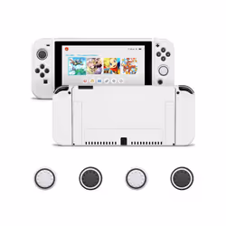 Protective Case Bundle with 4pcs Grip Caps For Nintendo Switch OLED, For Switch NS Cover,Switc Game Accessories - WHITE, Nint ...