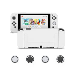 Protective Case Bundle with 4pcs Grip Caps For Nintendo Switch OLED, For Switch NS Cover,Switc Game Accessories - WHITE, Nintendo Switch