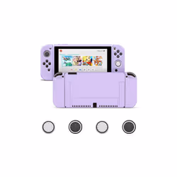 Protective Case Bundle with 4pcs Grip Caps For Nintendo Switch OLED, For Switch NS Cover,Switc Game Accessories - PURPLE, Nin ...