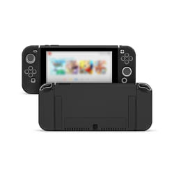 Protective Case Compatible with Nintendo Switch OLED Console and Joy-Cons, Switch can be Inserted in Dock with Shell - Black, Nintendo Switch