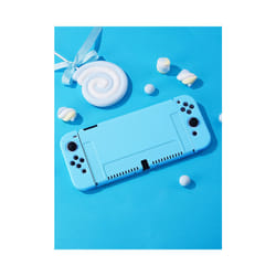 Protective Case Compatible with Nintendo Switch OLED Console and Joy-Cons, Switch can be Inserted in Dock with Shell - Blue, Nintendo Switch