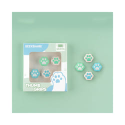 Shaped Cat Claw Thumb Grip Cap Silicone Soft Protective Cover Controller Thumbstick Case For Nintendo Switch Oled JoyCon - Blue Green