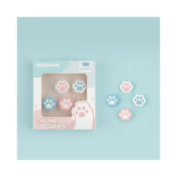 Shaped Cat Claw Thumb Grip Cap Silicone Soft Protective Cover Controller Thumbstick Case For Nintendo Switch Oled JoyCon - Pink Blue