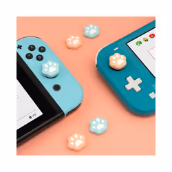 Shaped Cat Claw Thumb Grip Cap Silicone Soft Protective Cover Controller Thumbstick Case For Nintendo Switch Oled JoyCon - Pink Blue