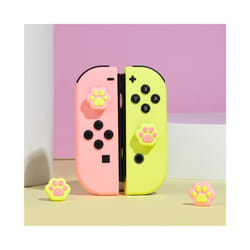 Shaped Cat Claw Thumb Grip Cap Silicone Soft Protective Cover Controller Thumbstick Case For Nintendo Switch Oled JoyCon - Pink Yellow